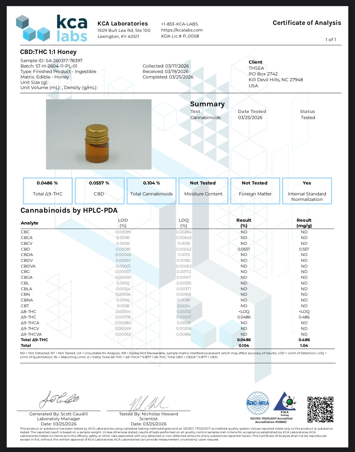 Honey - 1:1 CBD:THC